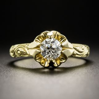 Victorian Style .65 Carat Solitaire Diamond Engagement Ring