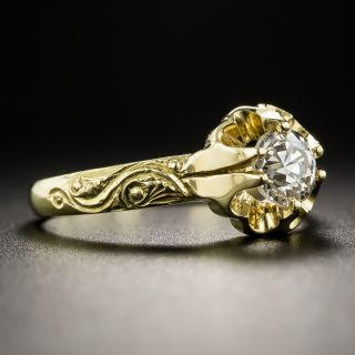 Victorian Style .65 Carat Solitaire Diamond Engagement Ring