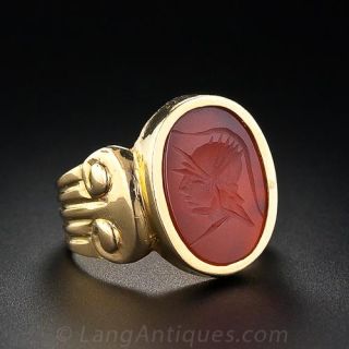 Victorian Style Carnelian Intaglio Ring