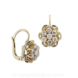 Victorian Style Cluster Drop Earrings