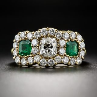 Victorian Style Diamond and Emerald Ring