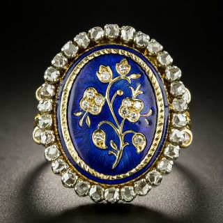 Victorian Style Diamond and Enamel Flower Ring - 2