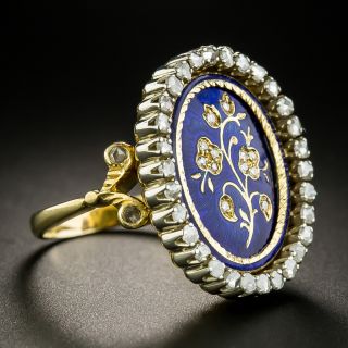 Victorian Style Diamond and Enamel Flower Ring