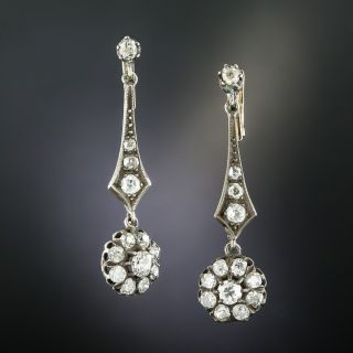 Victorian Style Diamond Dangle Earrings - 2