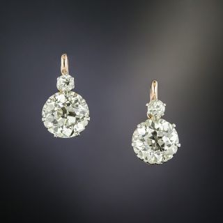 Victorian Style Diamond Drop Earrings - GIA - 2