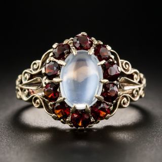 Victorian Style Garnet and Moonstone Ring