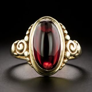 Victorian-Style Garnet Cabochon Ring - 2