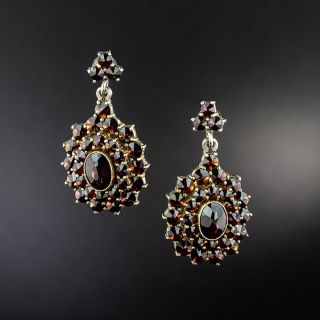 Victorian Style Garnet Dangle Earrings - 2