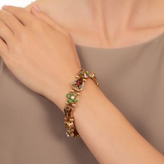 Victorian Style Gem-Set and Enamel Slide Bracelet