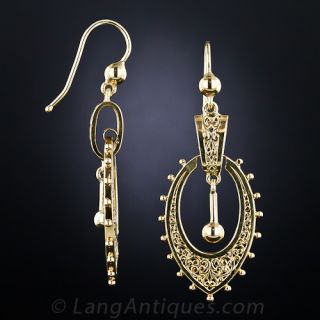 Victorian Style Gold Drop Earrings