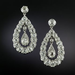 Victorian-Style Large Diamond Dangle Earrings - 3