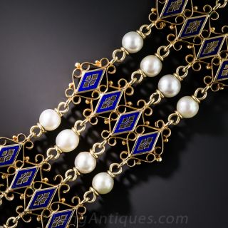 Victorian Style Pearl and Enamel Bracelet