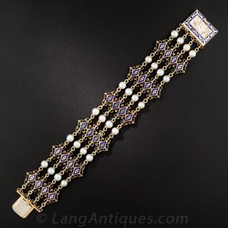 Victorian Style Pearl and Enamel Bracelet