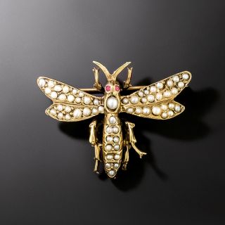 Victorian Style Pearl Bug Pin - 2