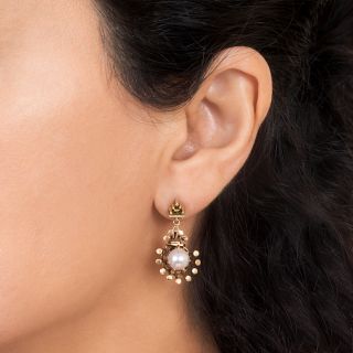Victorian Style Pearl Drop Earrings 