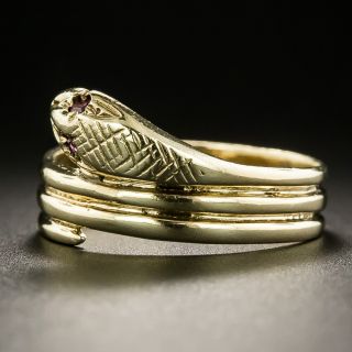 Victorian Style Ruby-Eyed Snake Ring 