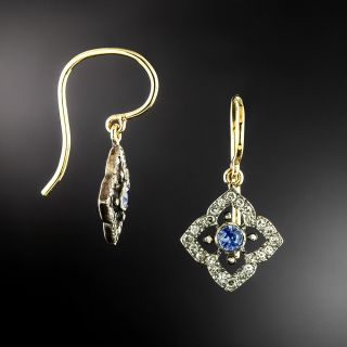 Victorian-Style Sapphire and Diamond Dangle Earrings