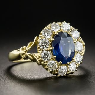 Victorian Style Sapphire and Diamond Halo Ring
