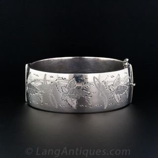 Victorian Style Silver Bangle Bracelet, Birmingham 1965-66