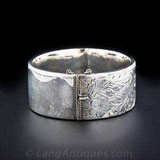 Victorian Style Silver Engraved Bracelet, 1972-73