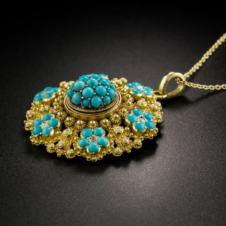 Victorian Style Turquoise Cannetille Pendant