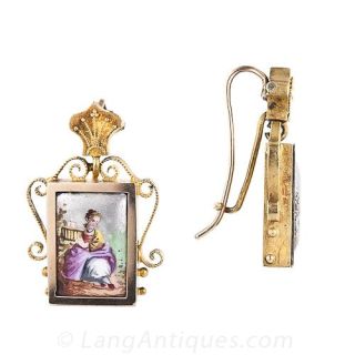 Victorian Swiss Enamel Drop Earrings