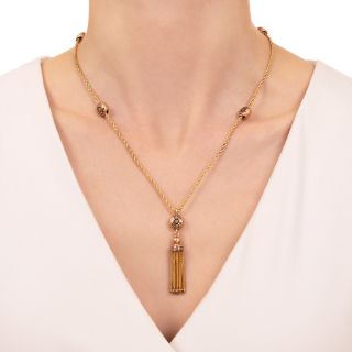 Victorian Tassel And Enameled Station Necklace