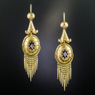 Victorian Tassel Earrings with Diamonds and Enamel - 2