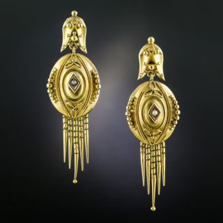 Victorian Tassel Earrings with Seed Pearls - 2