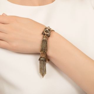 Victorian Tassel Slide Bracelet With Pearl and Enamel