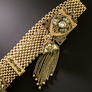 Victorian Tassel Slide Bracelet With Pearl and Enamel - 2
