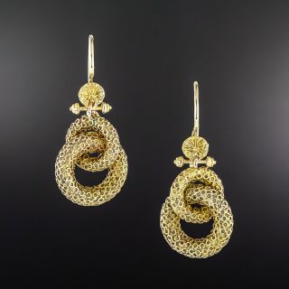 Victorian Textured Doorknocker Earrings  - 2