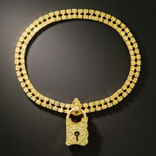 Victorian Textured Link Bracelet with Lock Clasp by Carter and Gough - 2