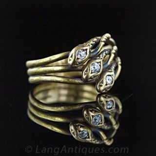 Victorian Three Headed Snake Ring