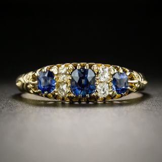 Victorian Three-Stone Sapphire and Diamond Ring - 2