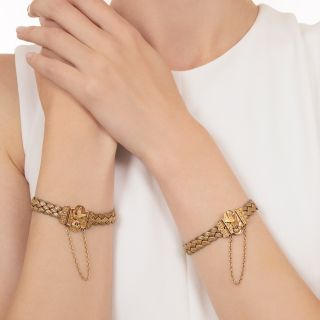 Victorian Tri-Color Gold Woven Bird Bracelets