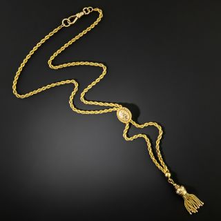 Victorian Tri-Color Slide and Tassel Necklace - 2