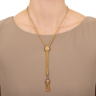 Victorian Tri-Color Slide and Tassel Necklace