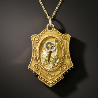 Victorian Tri-Tone Gold Floral Motif Locket - 2