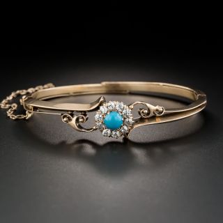 Victorian Turquoise and Diamond Bangle Bracelet - 1