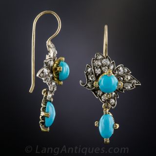 Victorian Turquoise and Diamond Earrings