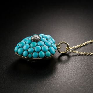 Victorian Turquoise and Diamond Locket Pendant