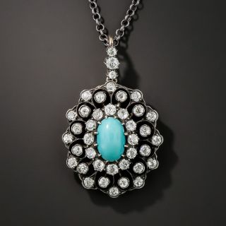 Victorian Turquoise and Diamond Pendant Necklace