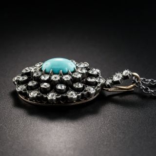 Victorian Turquoise and Diamond Pendant Necklace