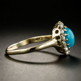 Victorian Turquoise and Diamond Ring by L. Kaufman