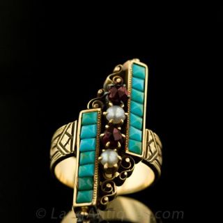 Victorian-Turquoise-and-Garnet-Dinner-Ring-Main-View