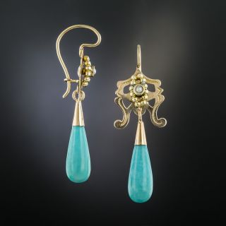 Victorian Turquoise and Pearl Drop Earrings