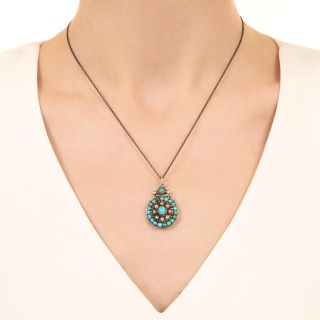 Victorian Turquoise and Pearl Pendant