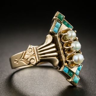 Victorian Turquoise and Pearl Ring