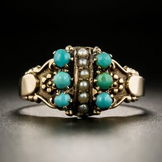 Victorian Turquoise and Seed Pearl Ring - 2